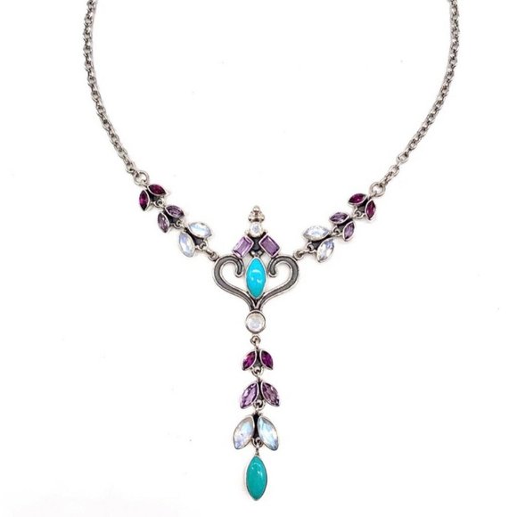 🌟NICKY BUTLER Turquoise Moonstone 8.4CT Sterling Silver Necklace Brand NEW - Picture 4 of 16